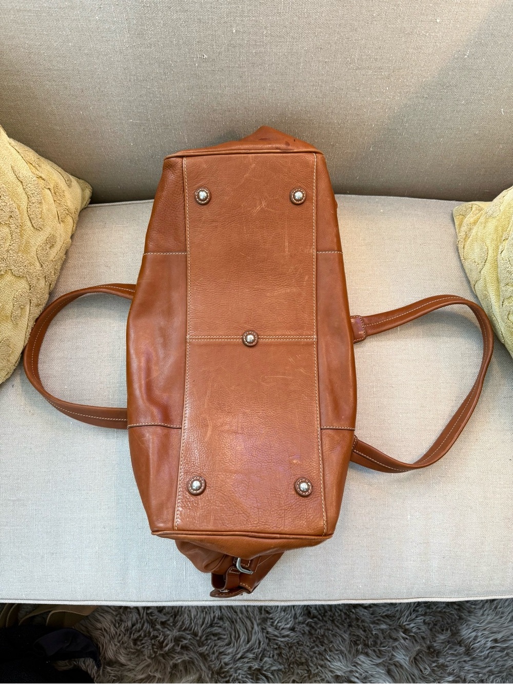 Cole Haan saddle brown leather duffle. - Picture 9 of 11